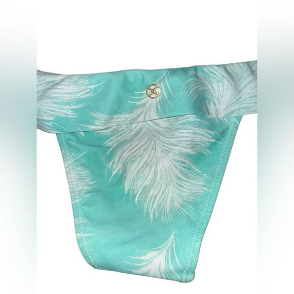 Vix NWT Bia Feather Cheeky Bikini Bottoms in Turquoise Size Large - Picture 6 of 7